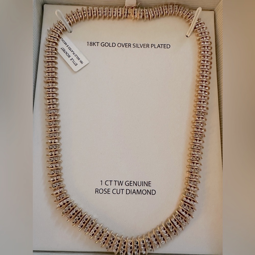 NEW  Victoria Townsend 18KT Gold Over Silver Plated Necklace Rose Cut Diamonds